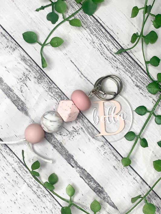 Personalised beaded keychain key ring Style 17