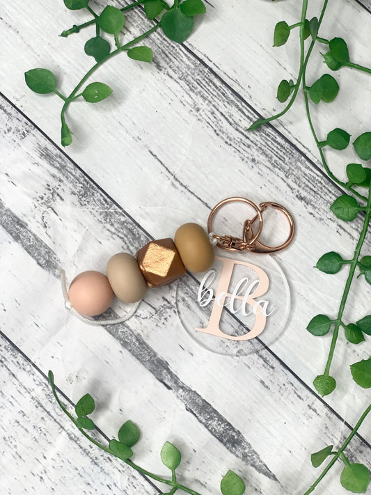 Personalised beaded keychain key ring Style 19