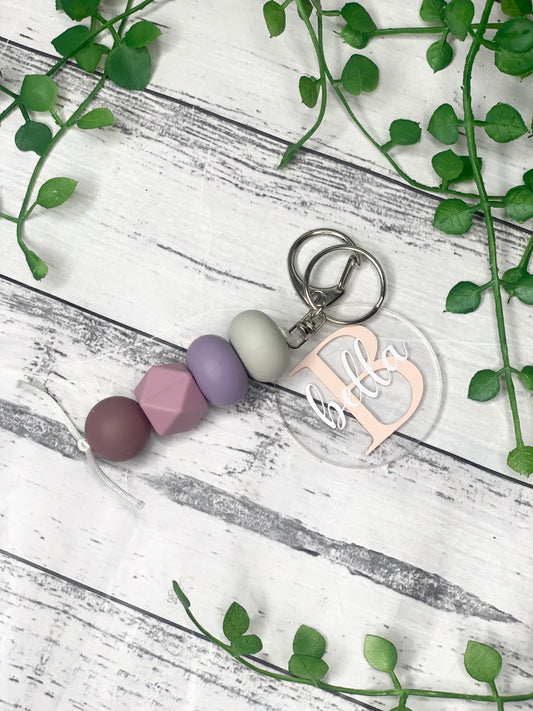 Personalised beaded keychain key ring Style 20