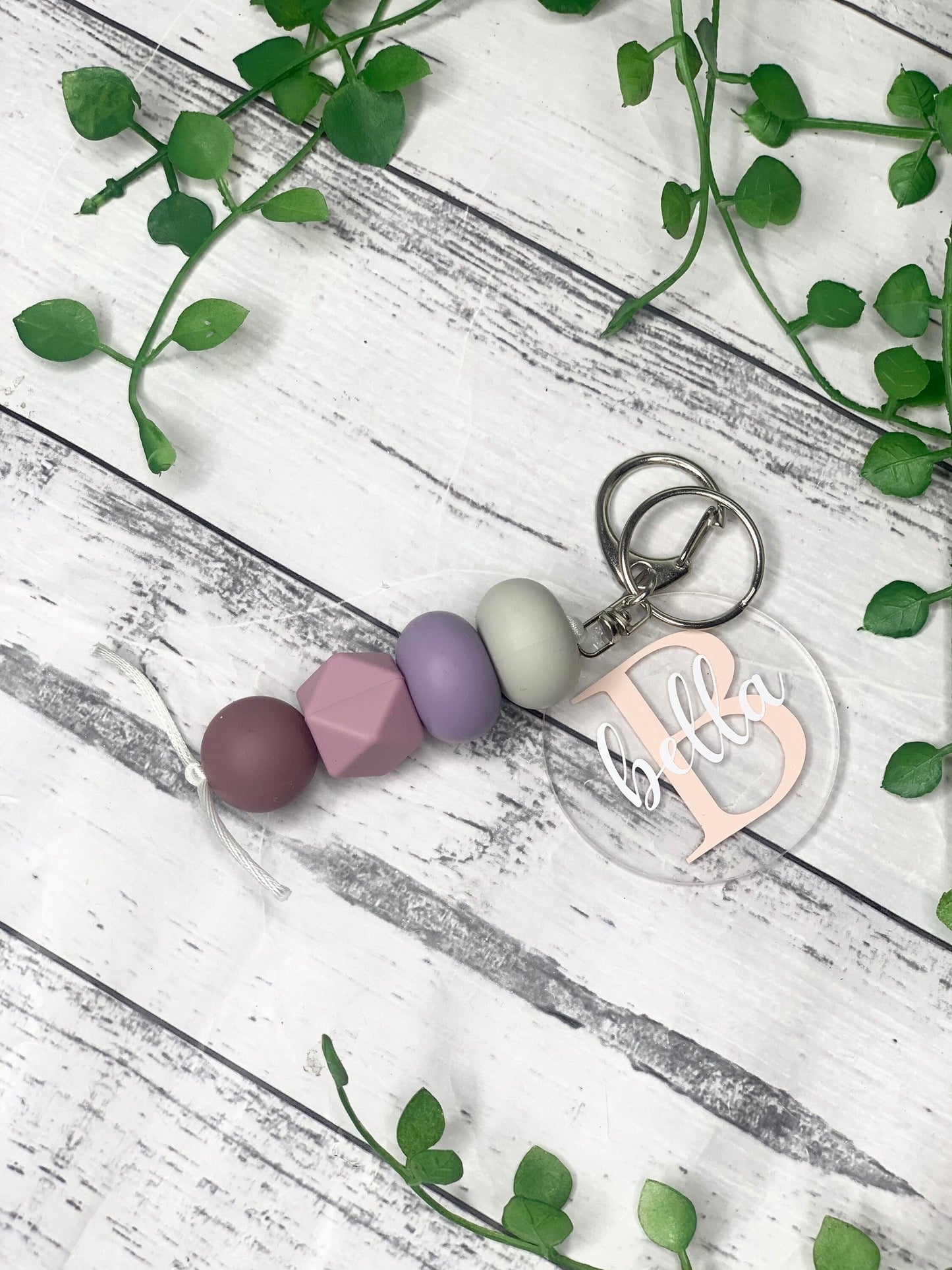 Personalised beaded keychain key ring Style 20