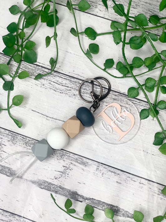 Personalised beaded keychain key ring Style 24