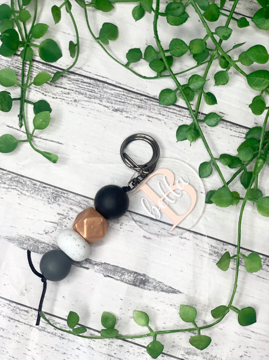 Personalised beaded keychain key ring Style 29
