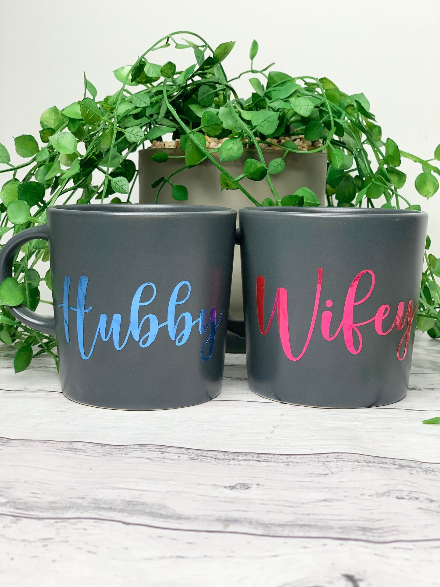 Hubby and wifey mug metallic Blue and Pink set