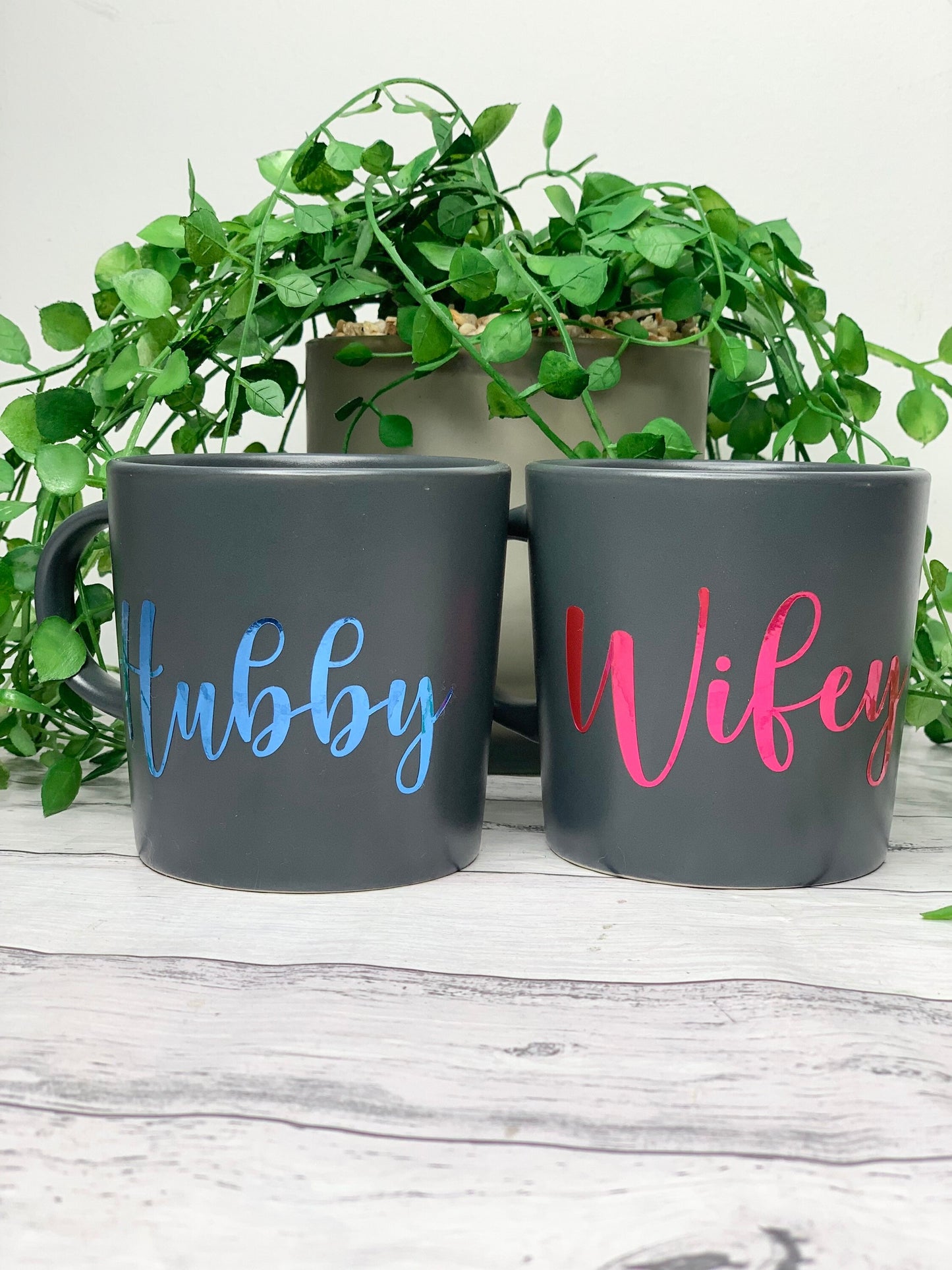 Hubby and wifey mug metallic Blue and Pink set