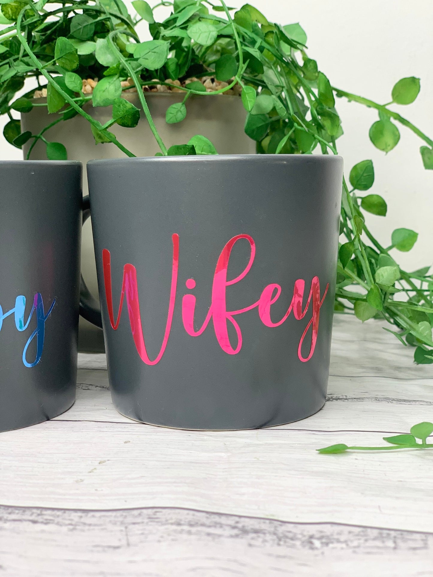Hubby and wifey mug metallic Blue and Pink set