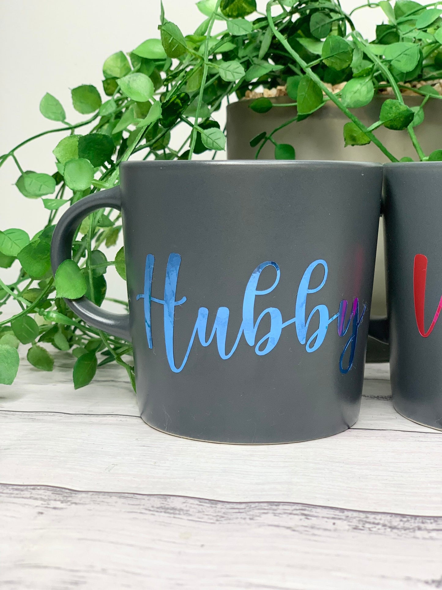 Hubby and wifey mug metallic Blue and Pink set