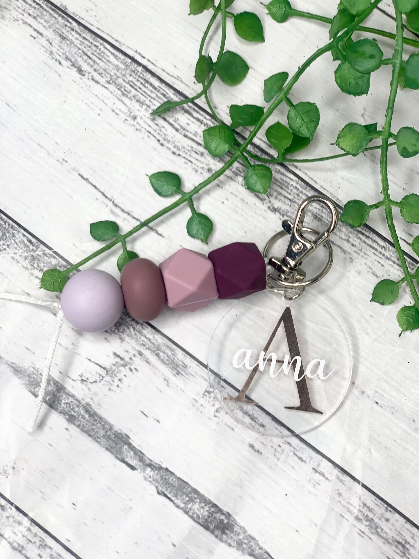 Personalised beaded keychain key ring Style 4