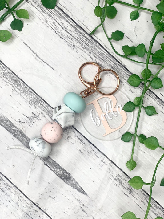 Personalised beaded keychain key ring Style 6