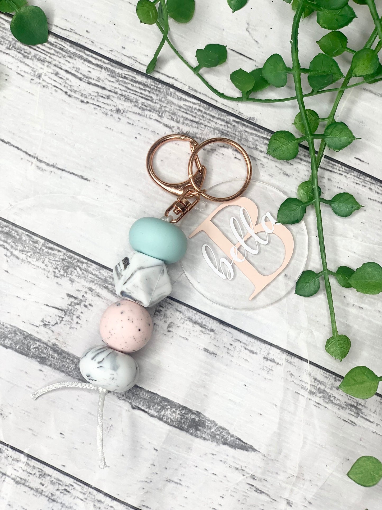 Personalised beaded keychain key ring Style 6
