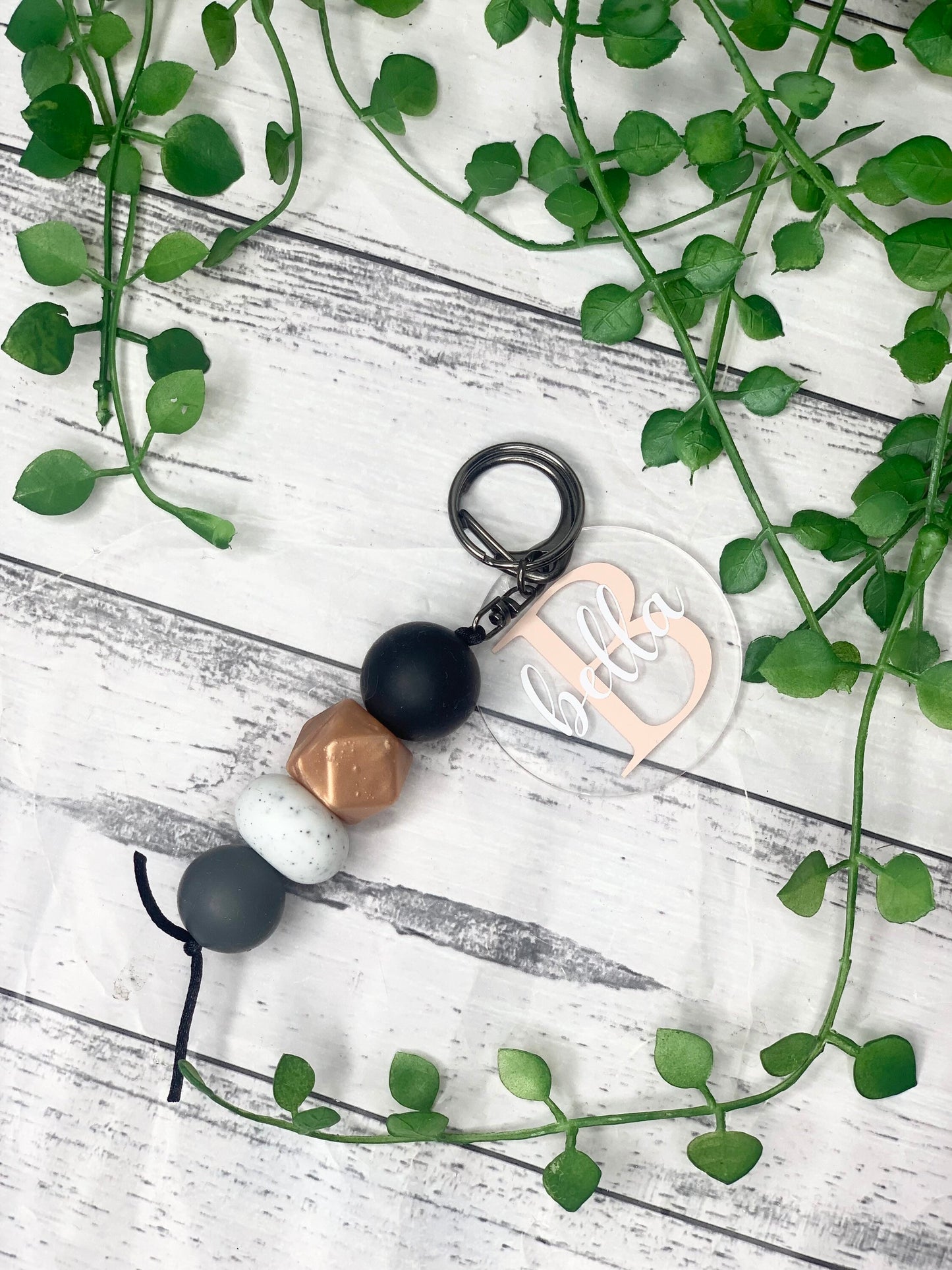 Personalised beaded keychain key ring Style 29