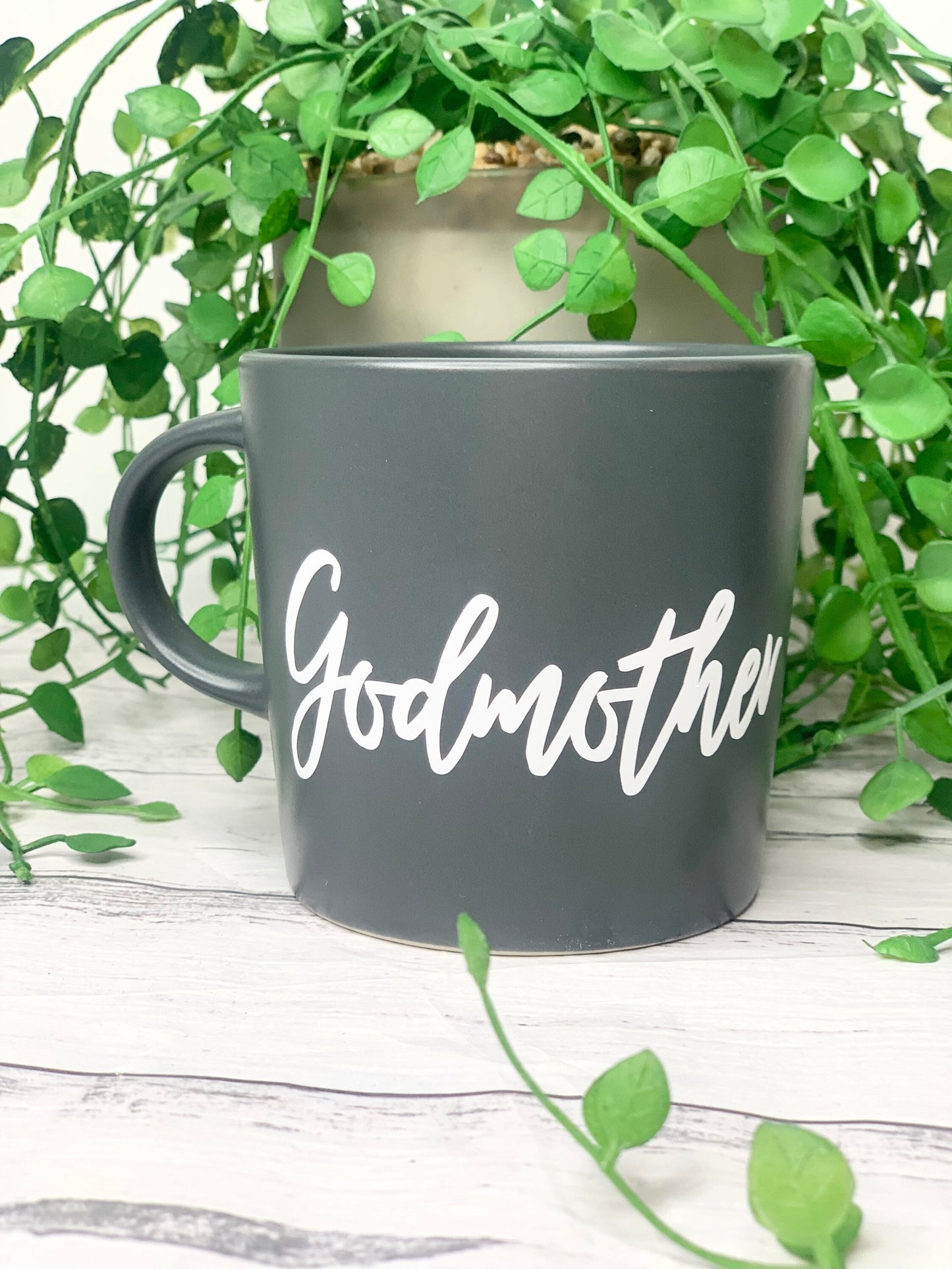 Godfather and Godmother  300ml dark grey mug couple gift