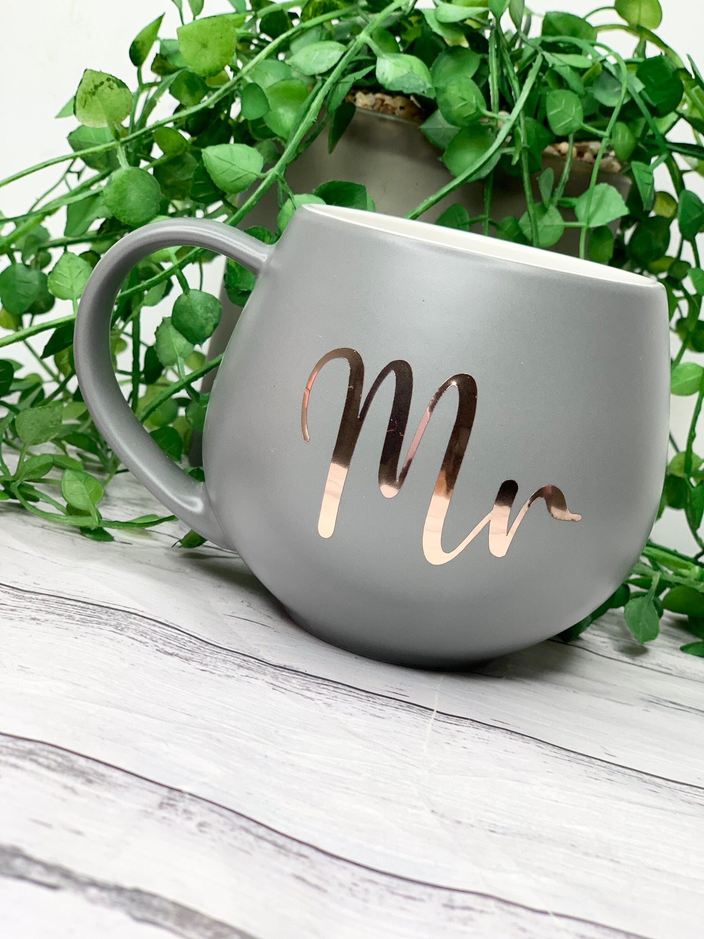 Mr and Mrs Coral and Charcoal couple Hug mug set 450ml