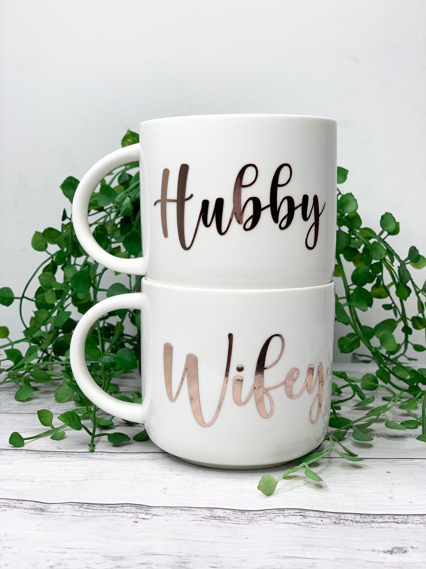 Hubby and wifey  440ml mugs coffee cups set couple gift set rose gold