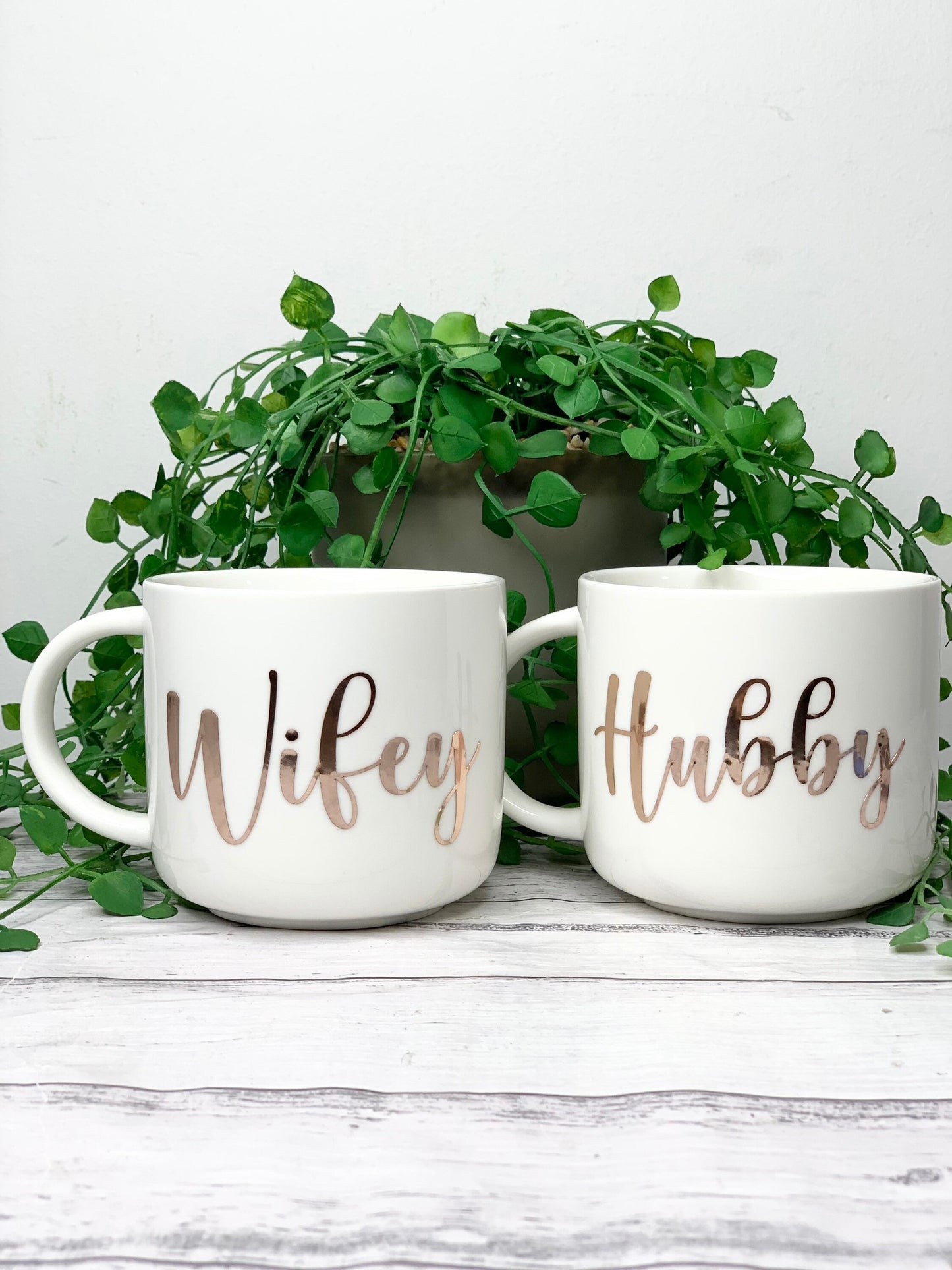 Hubby and wifey  440ml mugs coffee cups set couple gift set rose gold