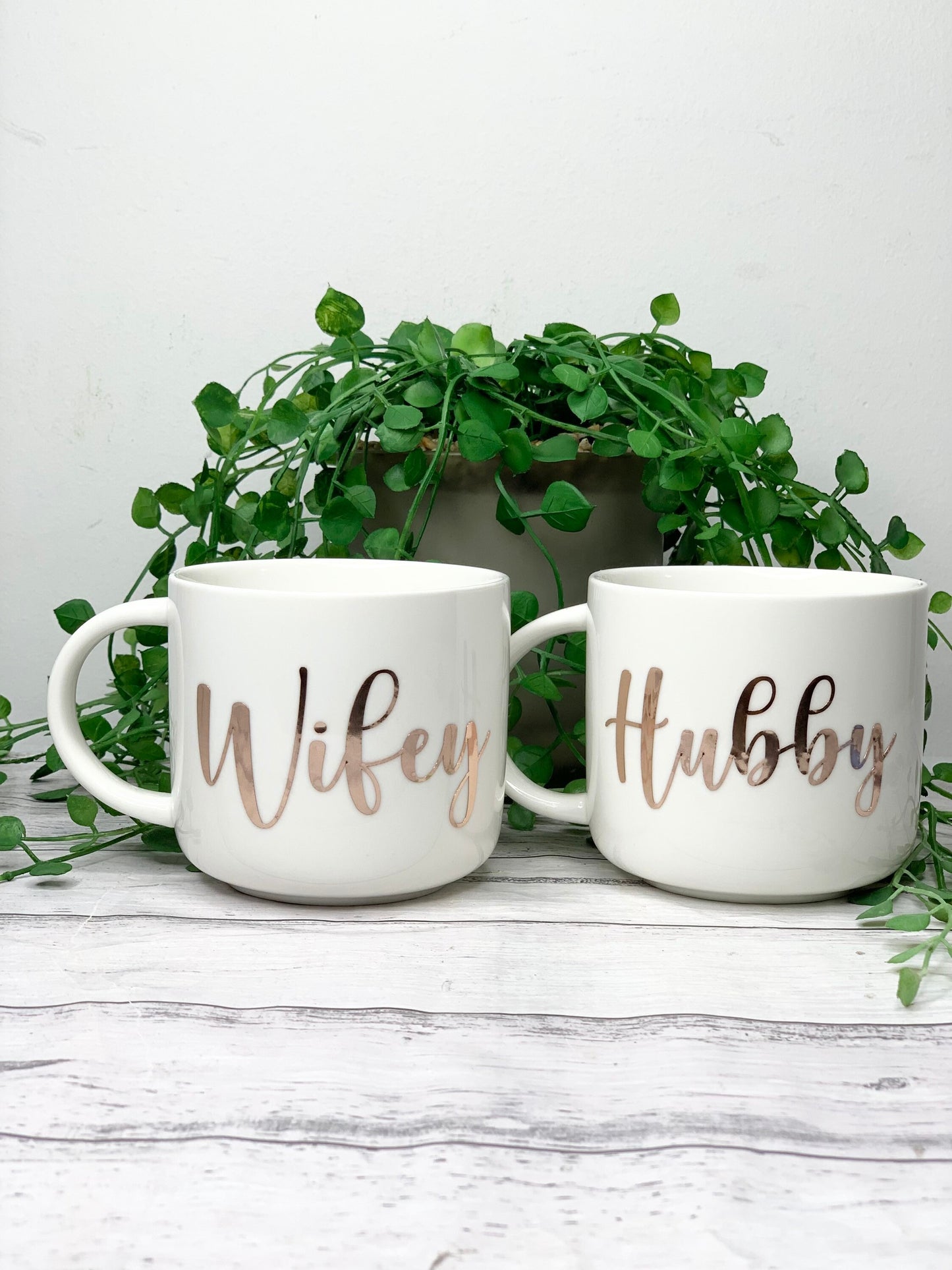 Hubby and wifey  440ml mugs coffee cups set couple gift set rose gold