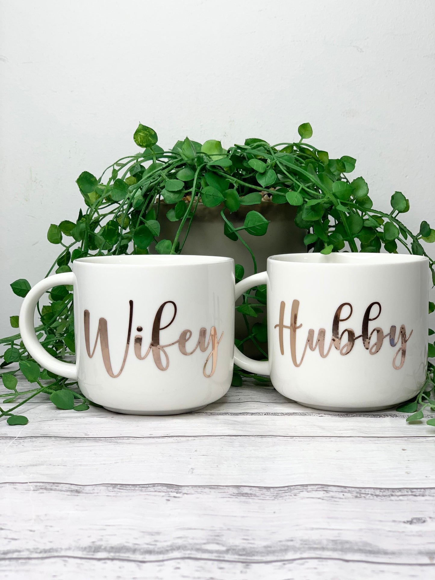 Hubby and wifey  440ml mugs coffee cups set couple gift set rose gold