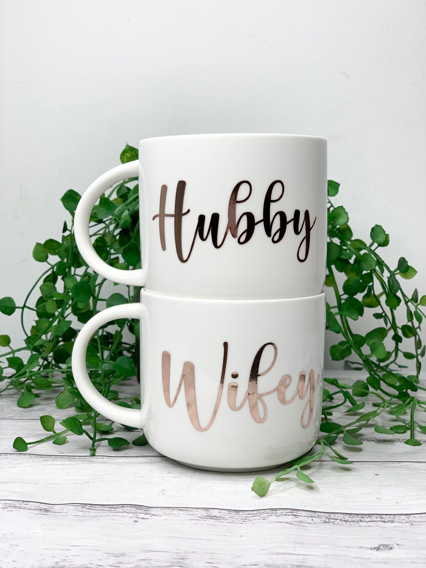 Hubby and wifey  440ml mugs coffee cups set couple gift set rose gold