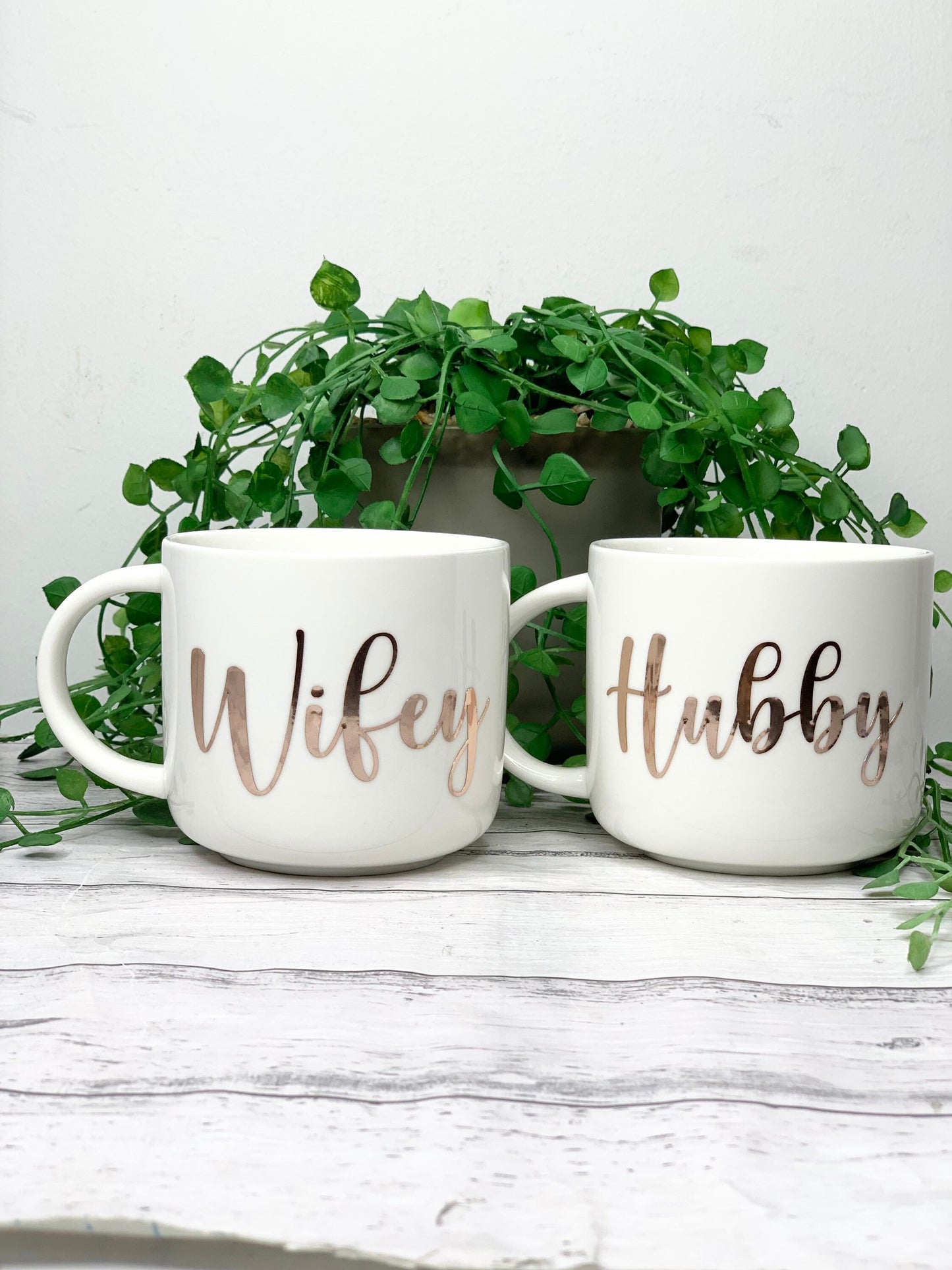 Hubby and wifey  440ml mugs coffee cups set couple gift set rose gold