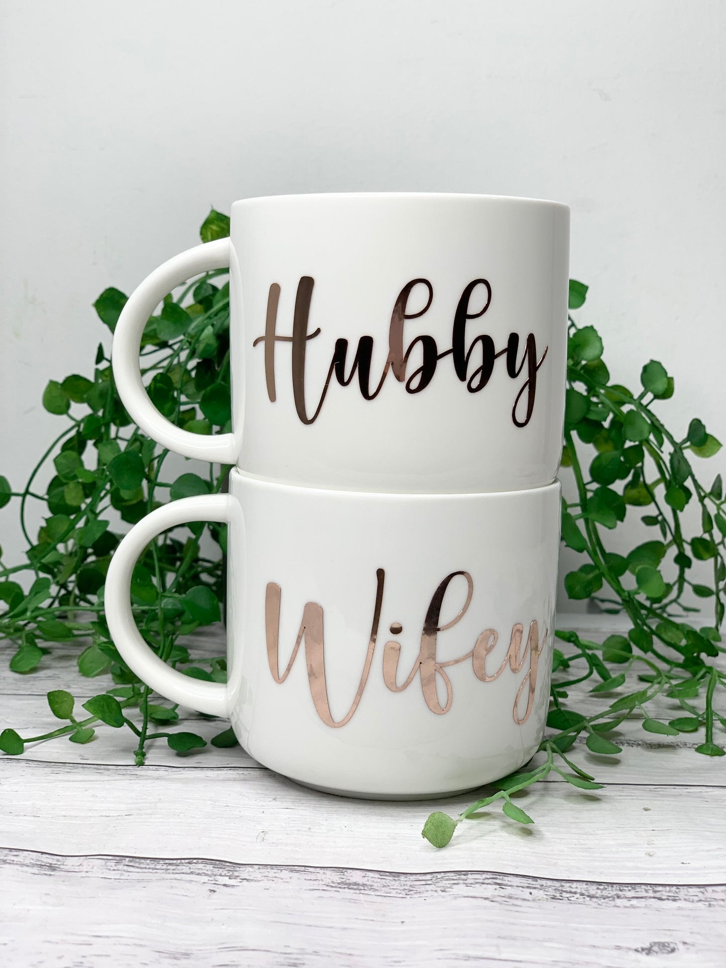 Hubby and wifey  440ml mugs coffee cups set couple gift set rose gold