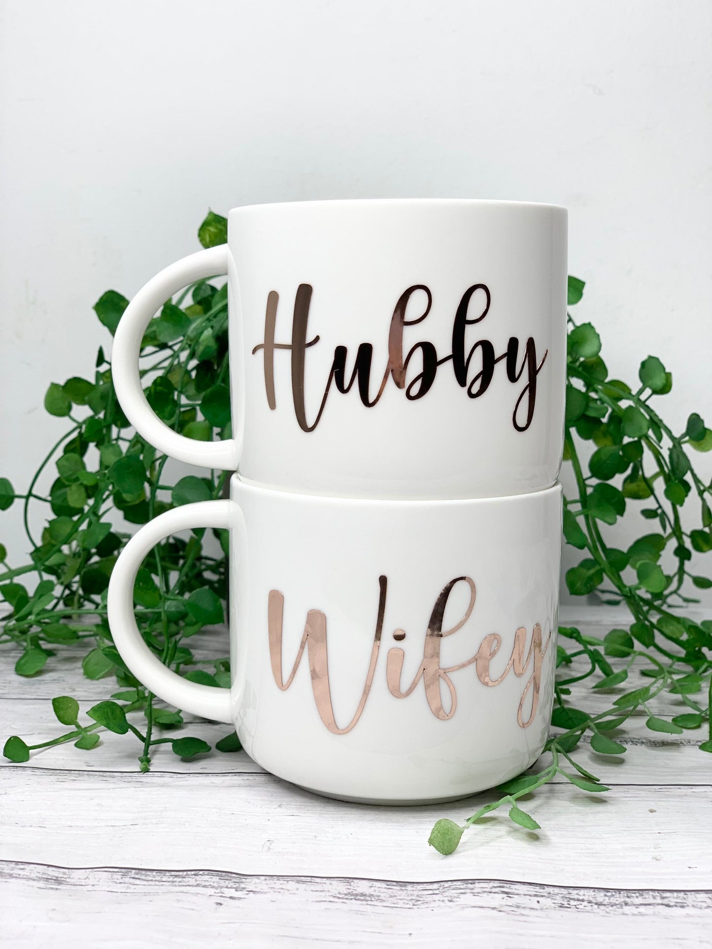 Hubby and wifey  440ml mugs coffee cups set couple gift set rose gold
