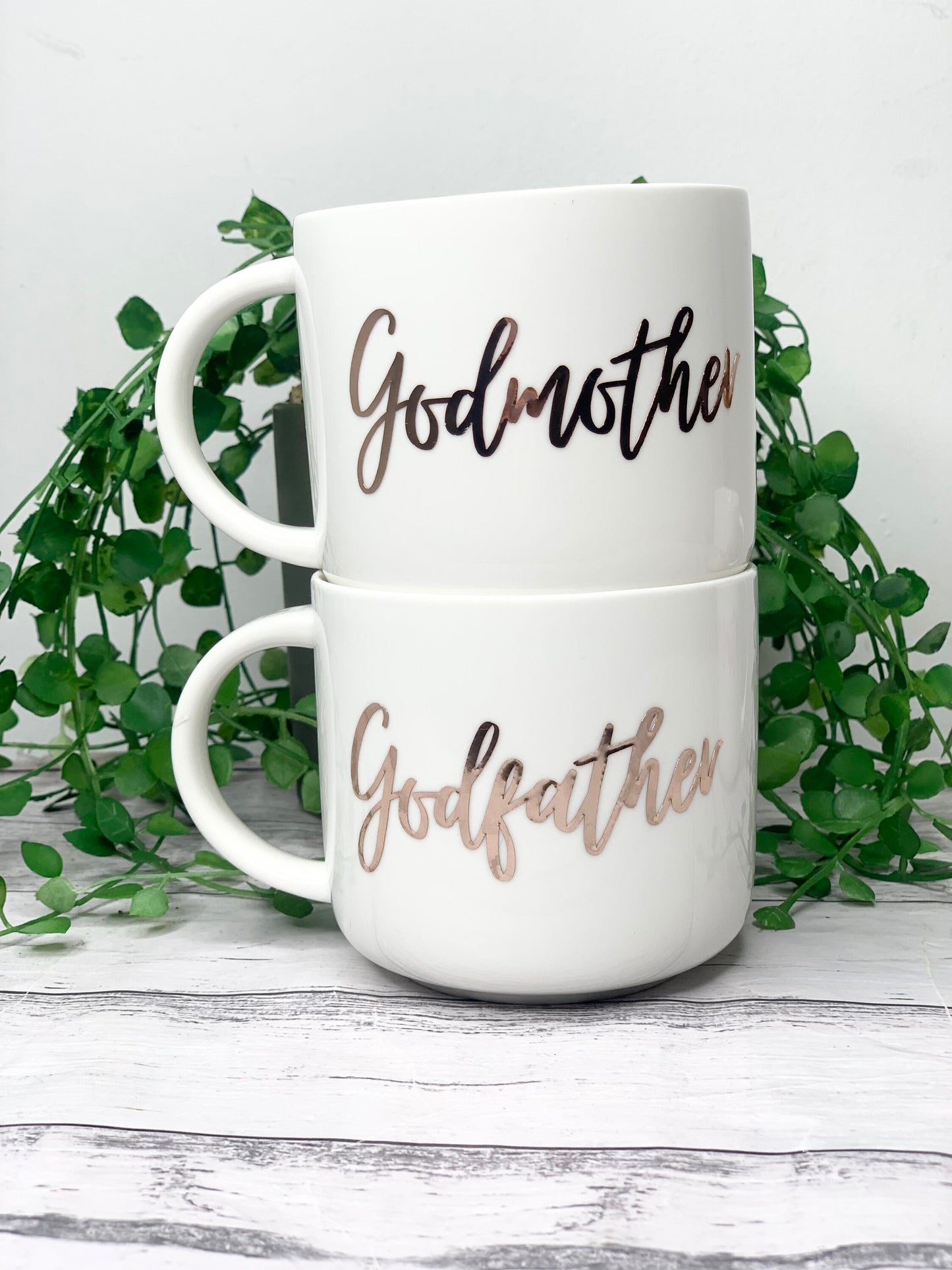 Godmother and Godfather 440ml mugs coffee cups gifts rose gold set