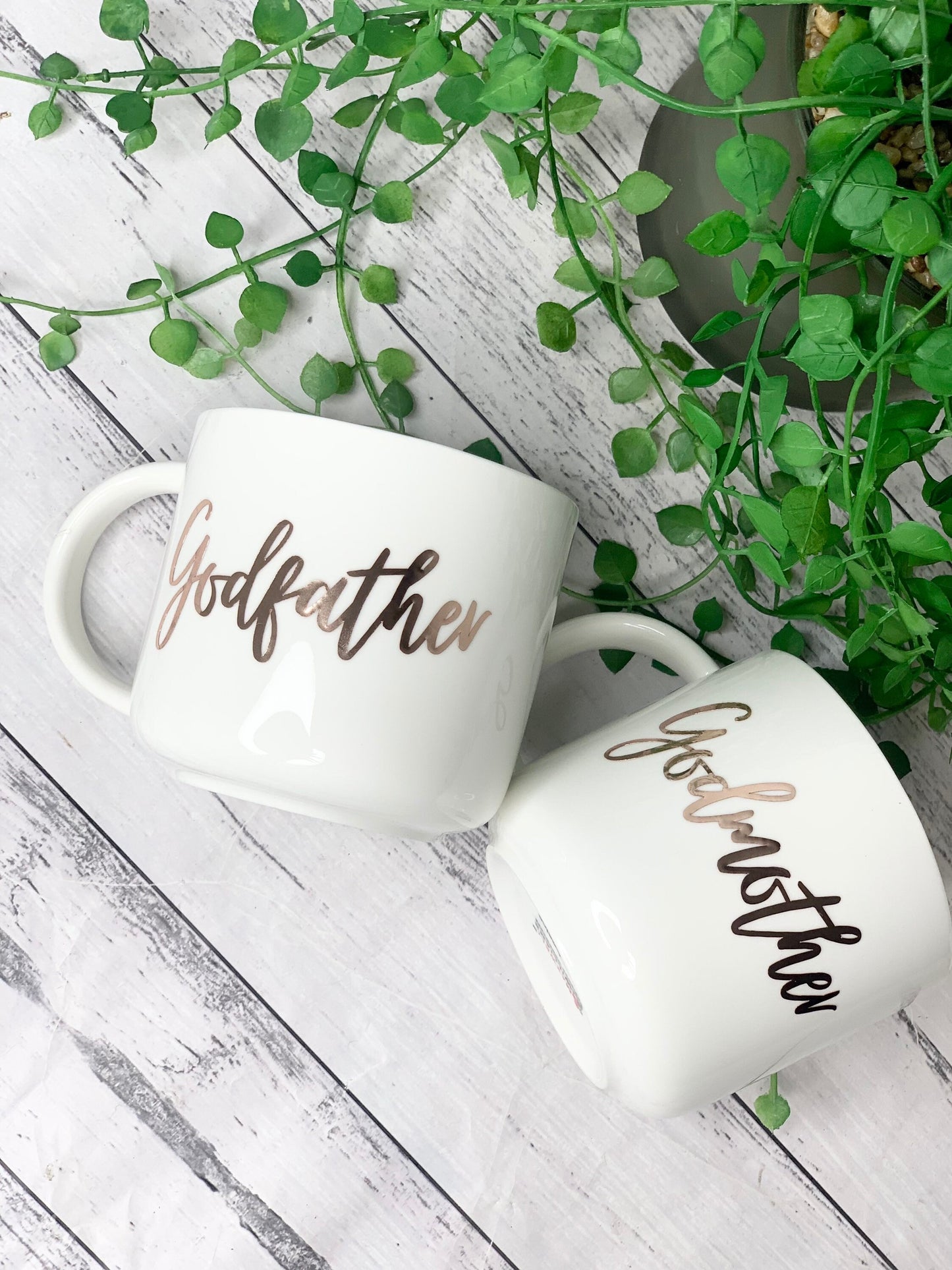 Godmother and Godfather 440ml mugs coffee cups gifts rose gold set