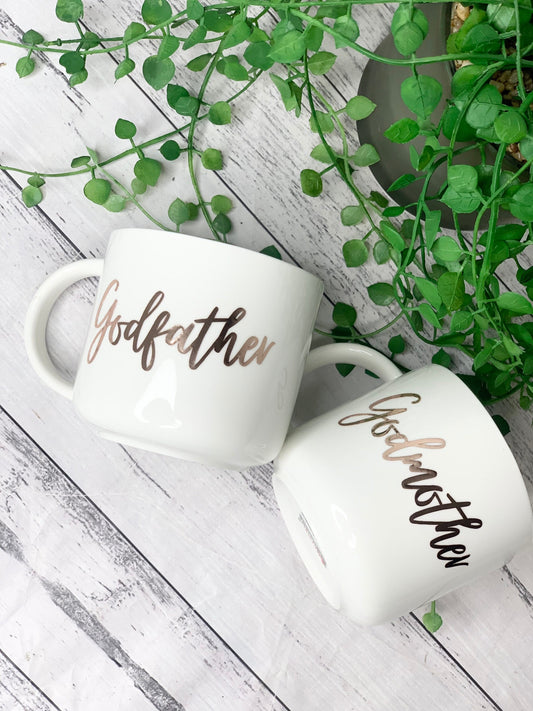 Godmother and Godfather 440ml mugs coffee cups gifts rose gold set