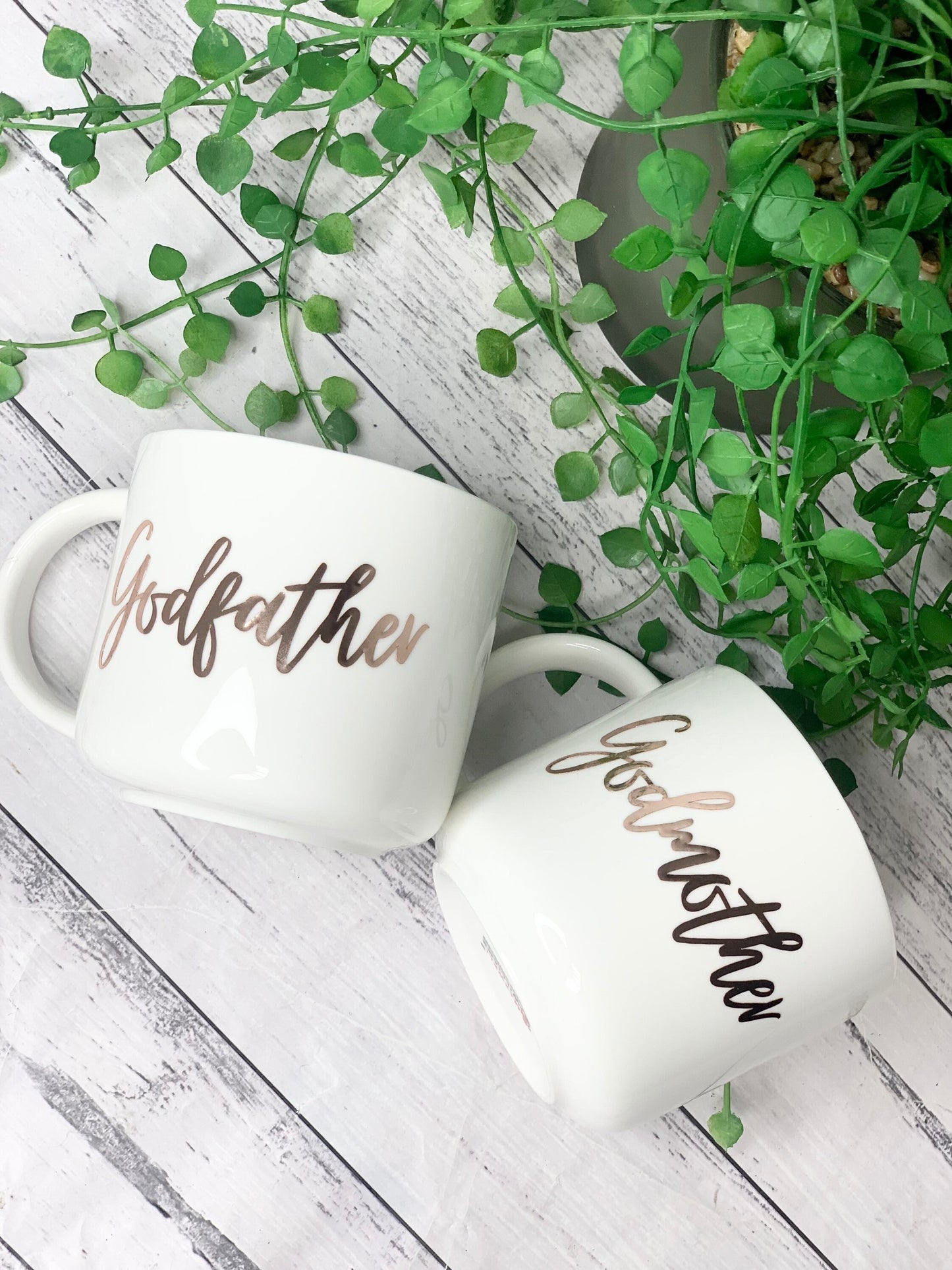 Godmother and Godfather 440ml mugs coffee cups gifts rose gold set