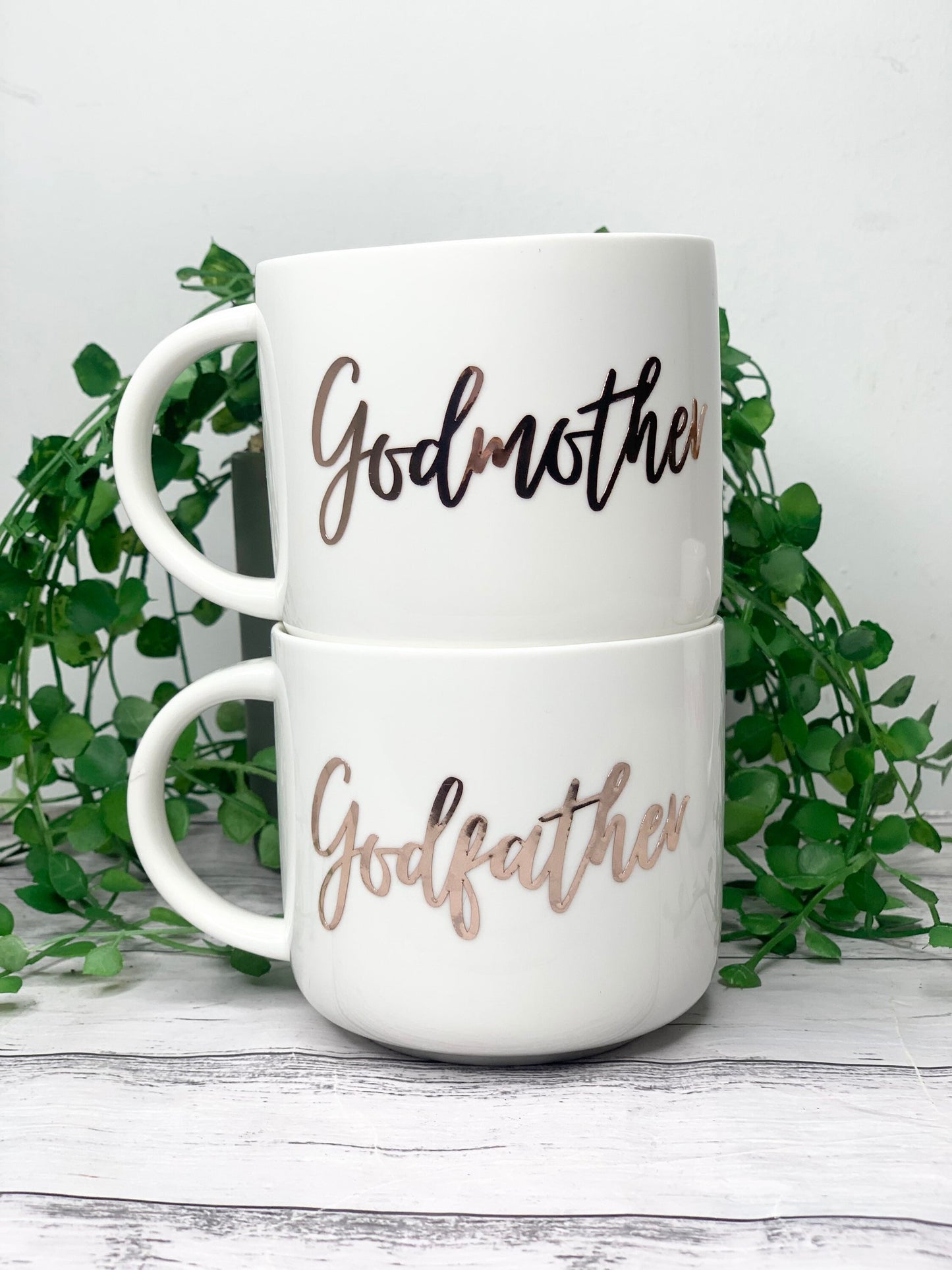 Godmother and Godfather 440ml mugs coffee cups gifts rose gold set