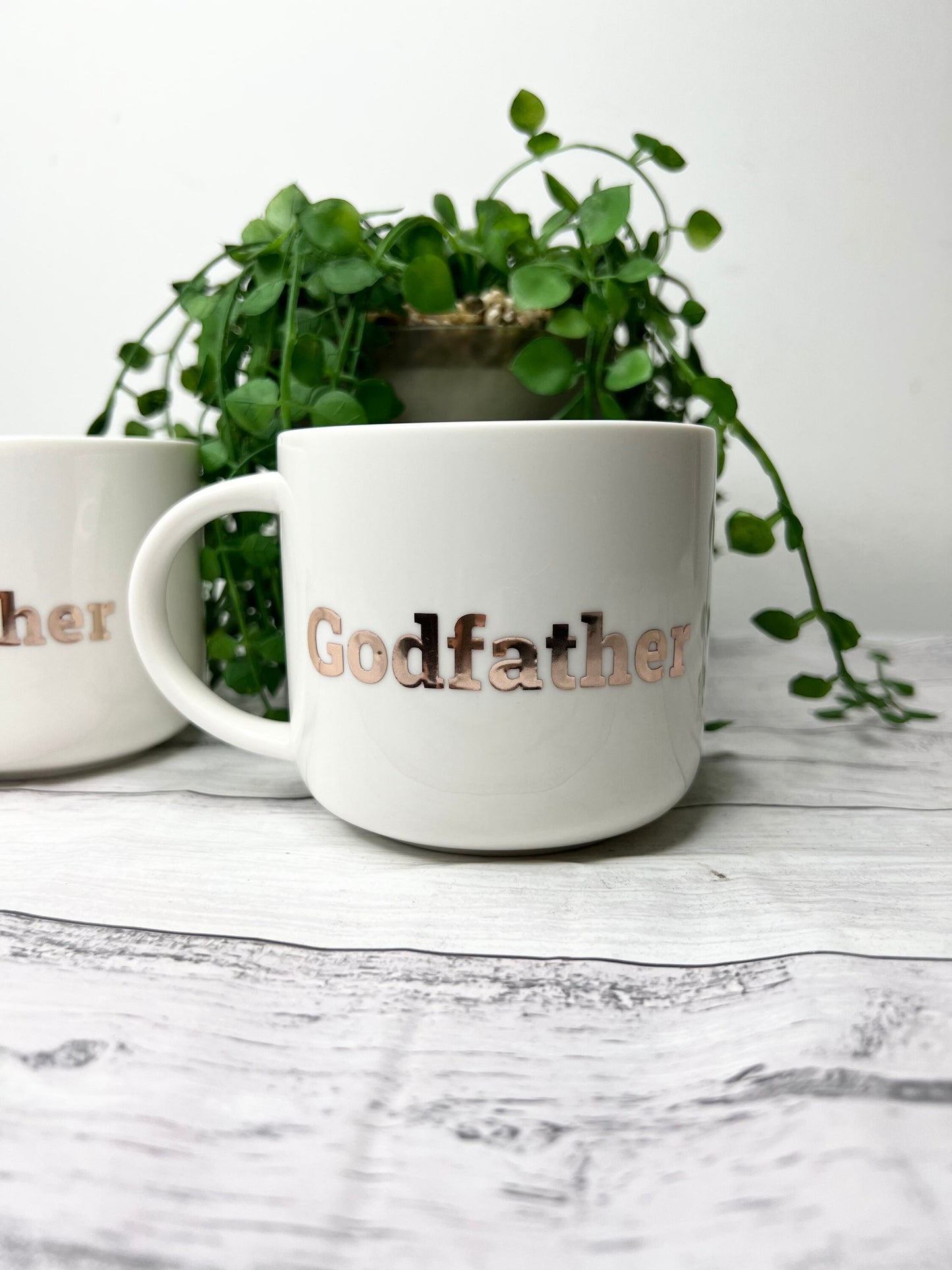 Godmother and Godfather 440ml mugs coffee cups gifts rose gold set Bold writing
