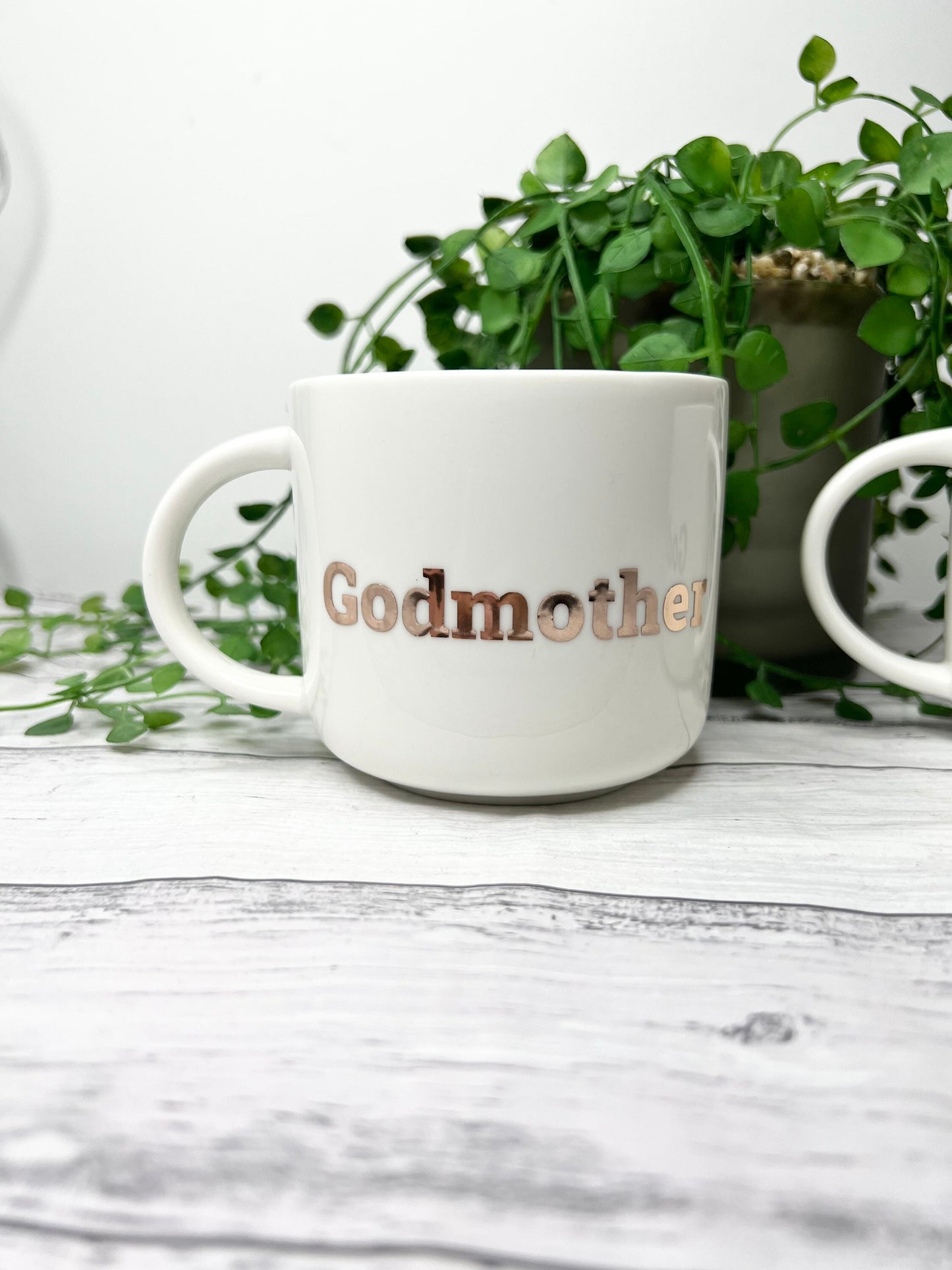 Godmother and Godfather 440ml mugs coffee cups gifts rose gold set Bold writing