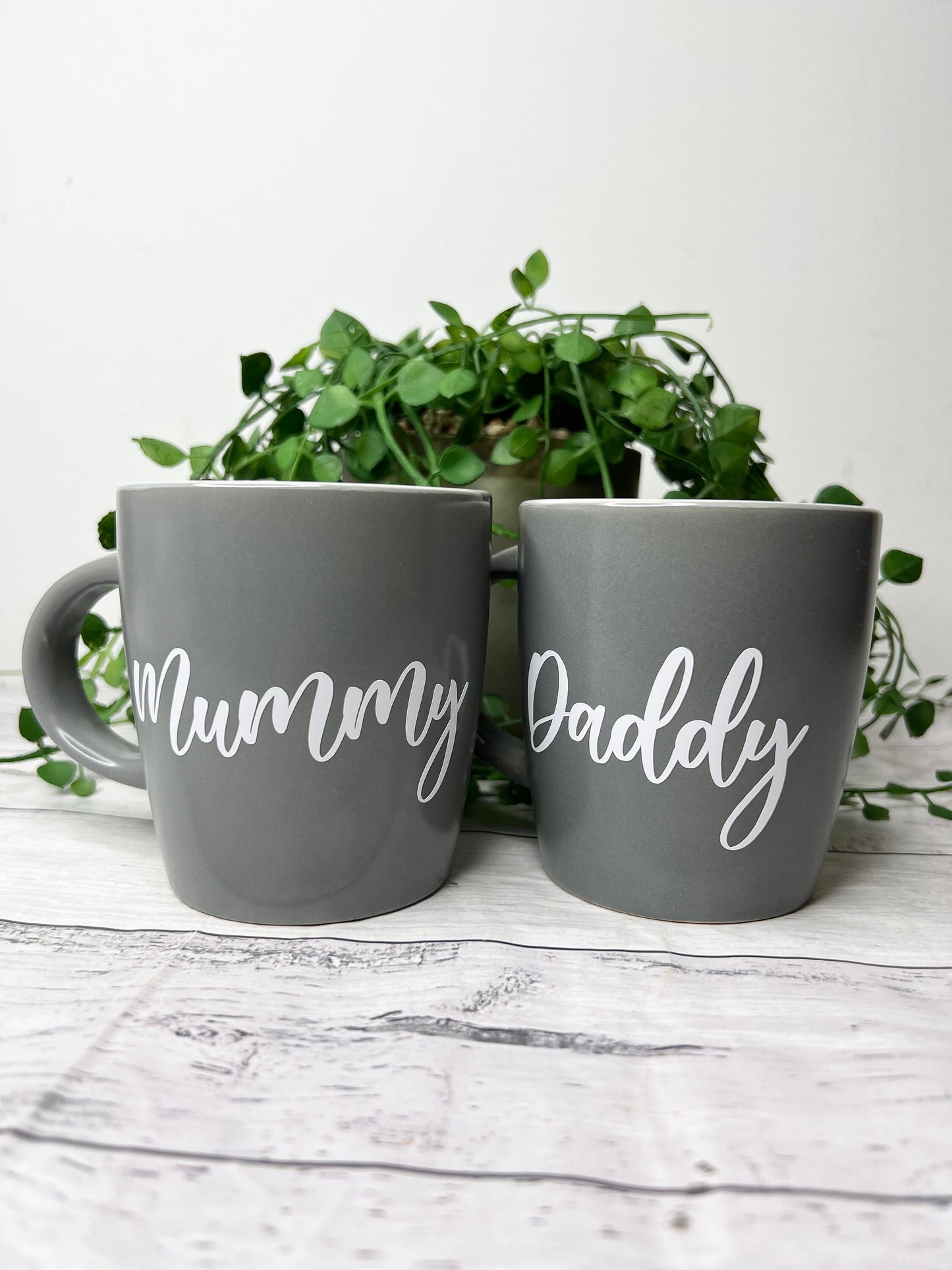 Mummy and Daddy Couple Grey With White writing Mug set 340Ml