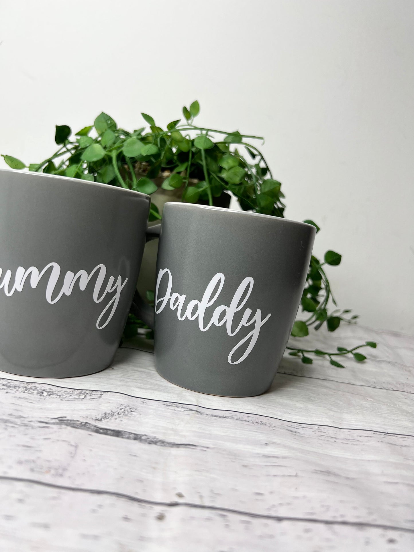 Mummy and Daddy Couple Grey With White writing Mug set 340Ml