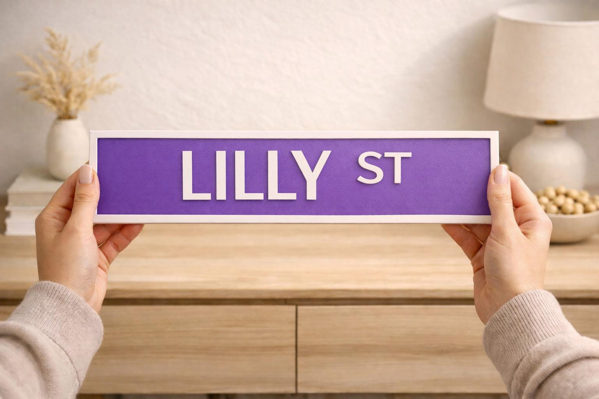 Personalised Street Sign | Custom Kids Name Sign | Bedroom Door Name Plaque | Nursery Wall Decor | 3D Printed Name Sign