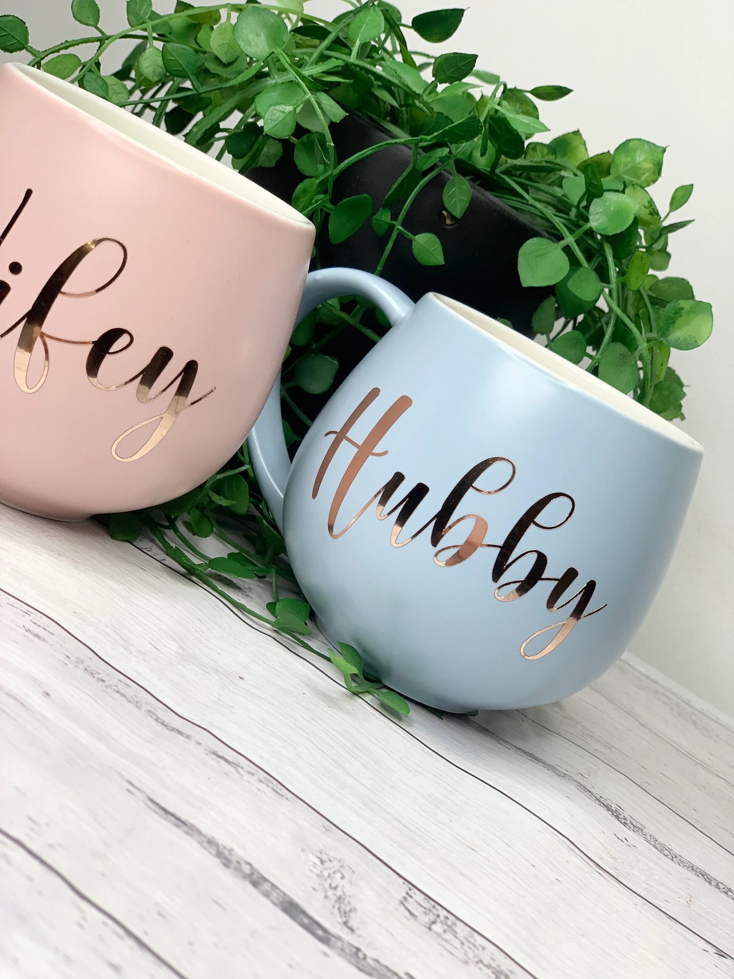 Hubby and wifey Pink and Blue  hug mug set  450ml