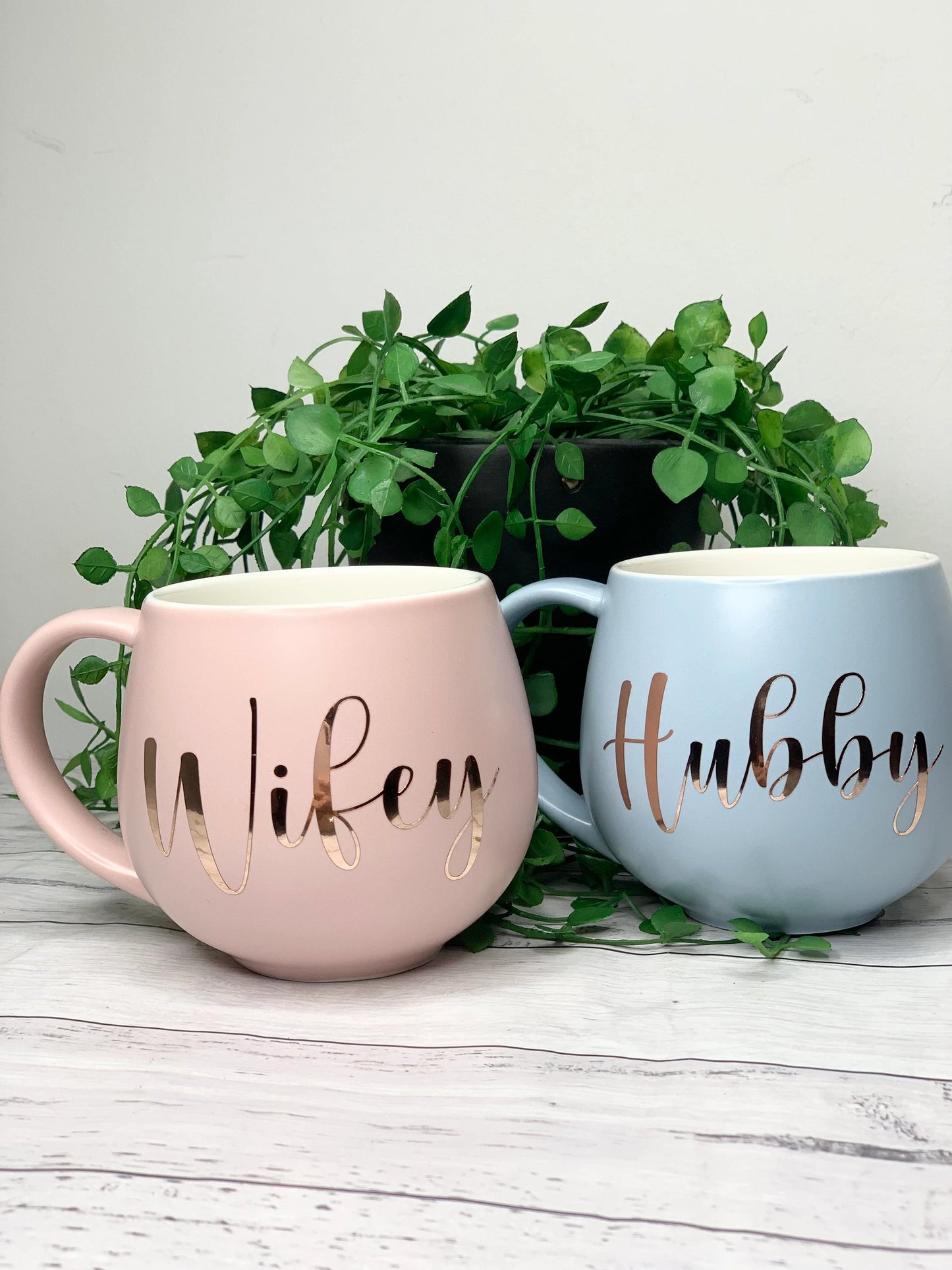 Hubby and wifey Pink and Blue  hug mug set  450ml