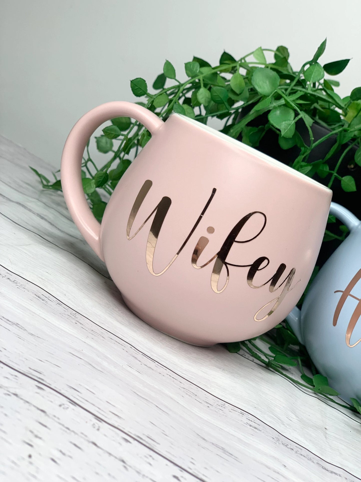 Hubby and wifey Pink and Blue  hug mug set  450ml