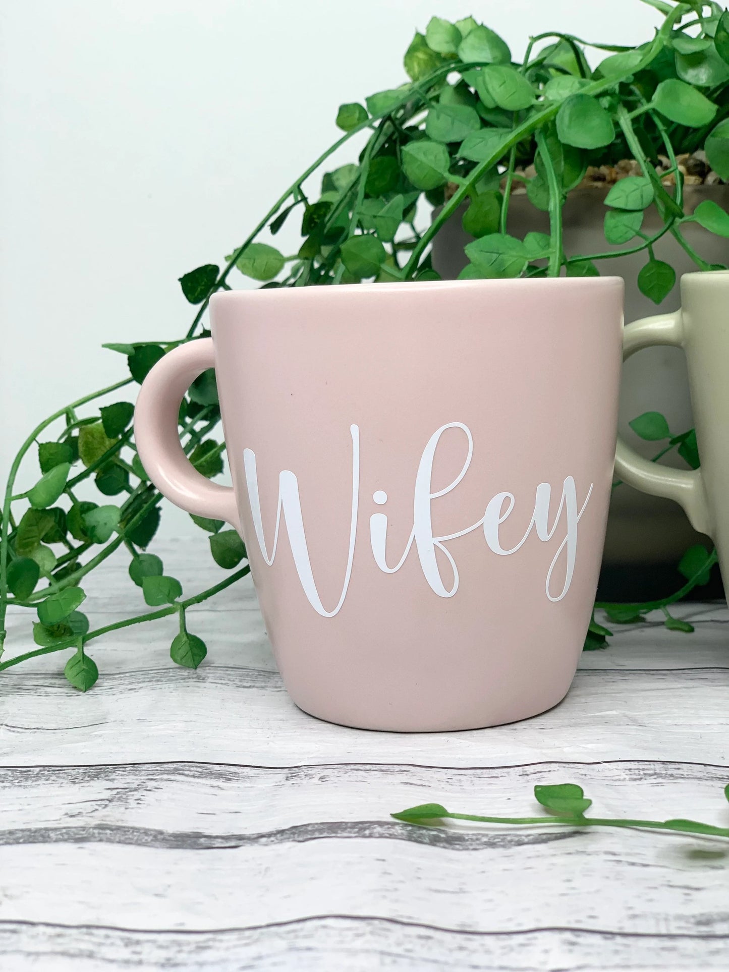 Hubby and wifey mug couple set green and Pink coffee cup