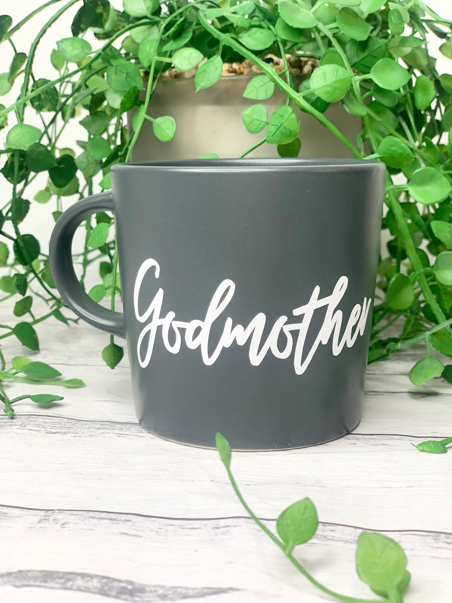 Godfather and Godmother  300ml dark grey mug couple gift
