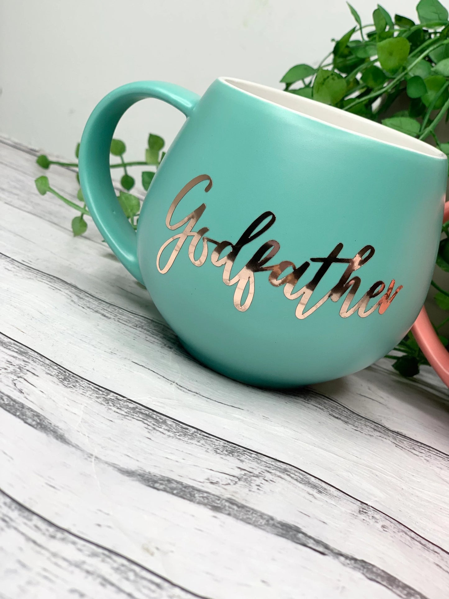 Godmother and Godfather Coral and Aqua Hug mug set 450ml