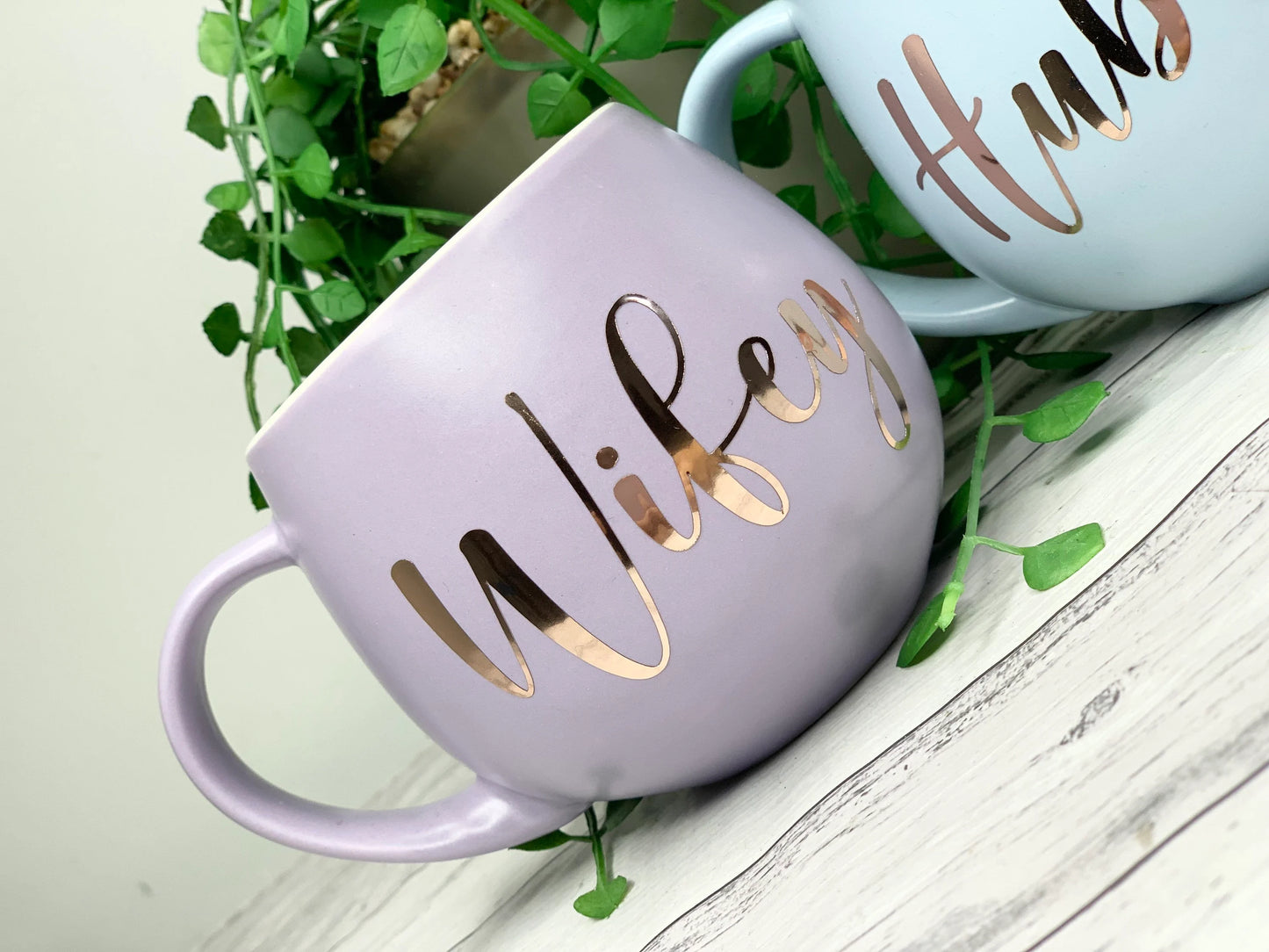 Hubby and wifey Pastel Purple and Blue  Hug mug set 450ml