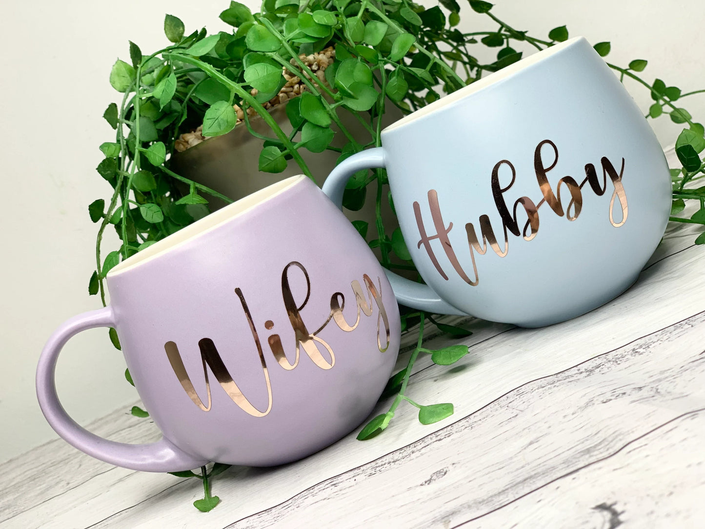 Hubby and wifey Pastel Purple and Blue  Hug mug set 450ml