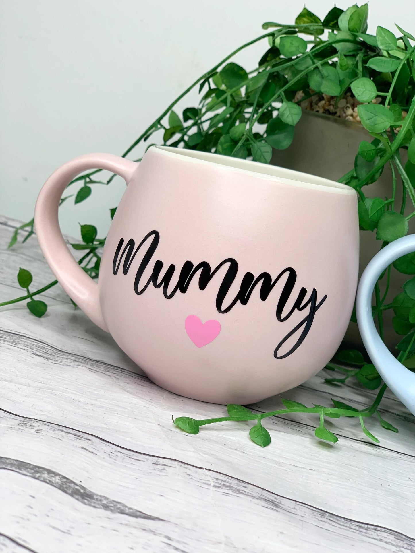 Mummy and Daddy Pink and Blue hug mug set  450ml Black writing couple set