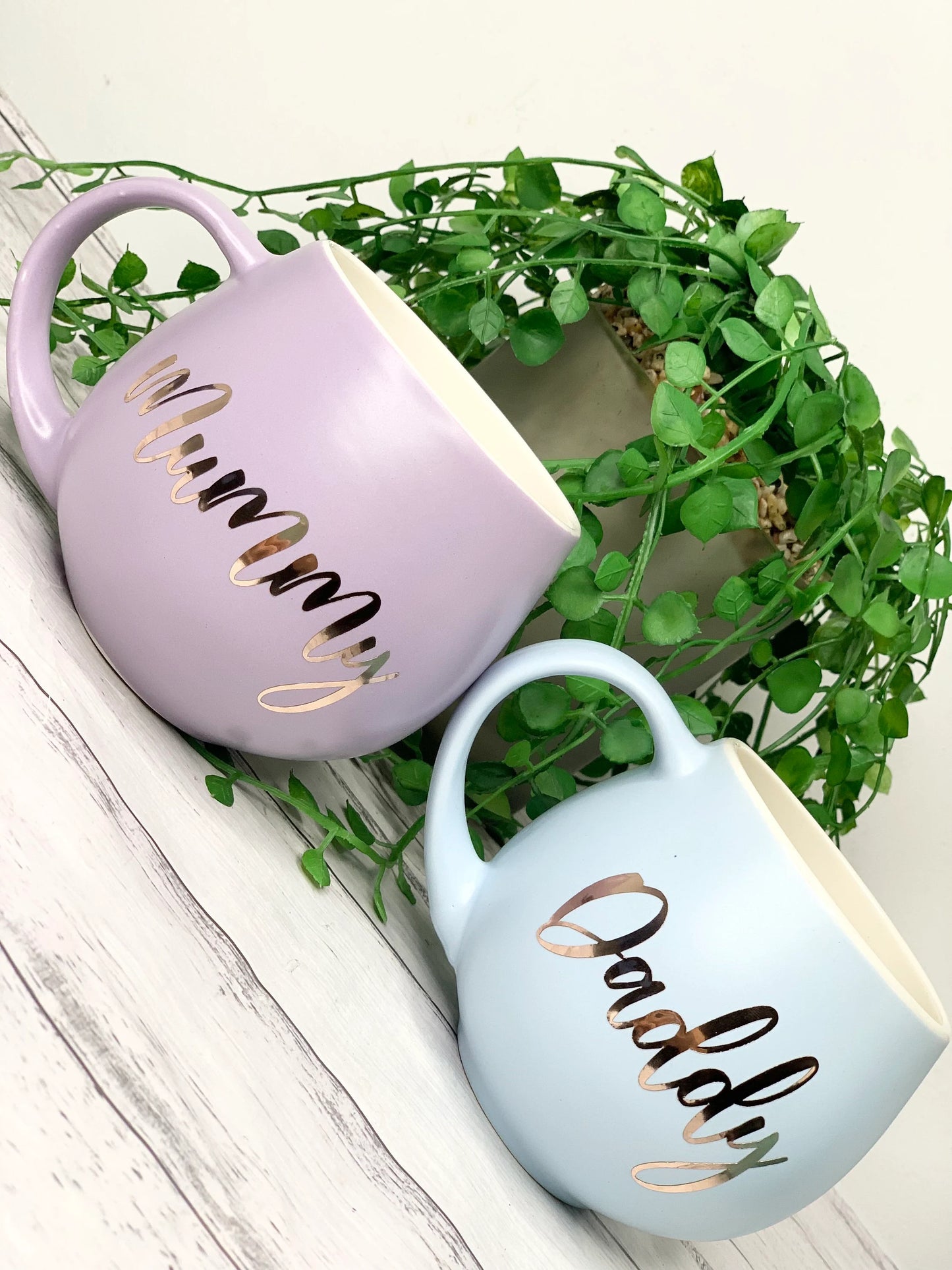 Mummy and Daddy  Pastel Purple and Blue Couple Hug mug set 450ml
