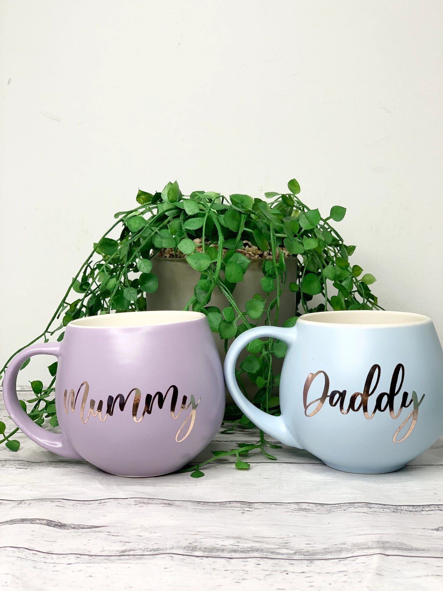 Mummy and Daddy  Pastel Purple and Blue Couple Hug mug set 450ml