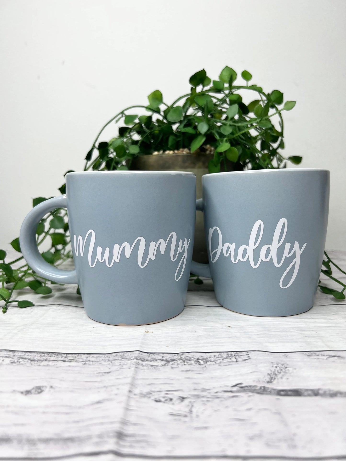 Mummy and Daddy Couple Blue With White writing Mug set 340Ml