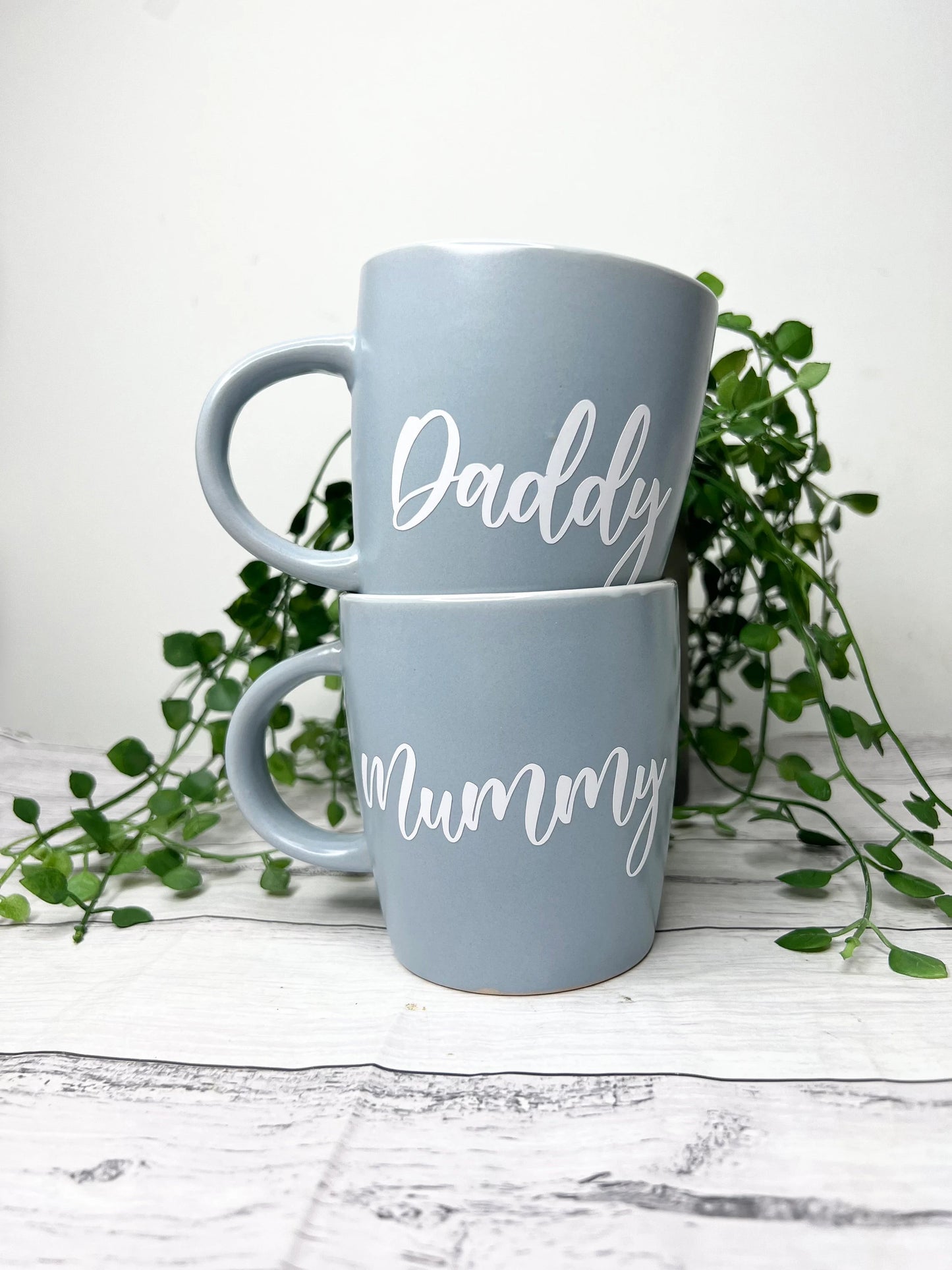 Mummy and Daddy Couple Blue With White writing Mug set 340Ml