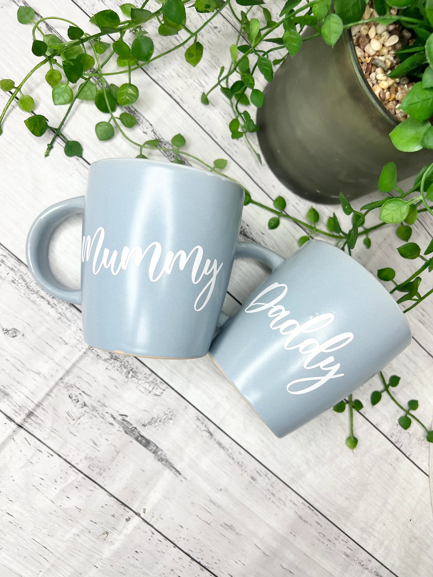 Mummy and Daddy Couple Blue With White writing Mug set 340Ml