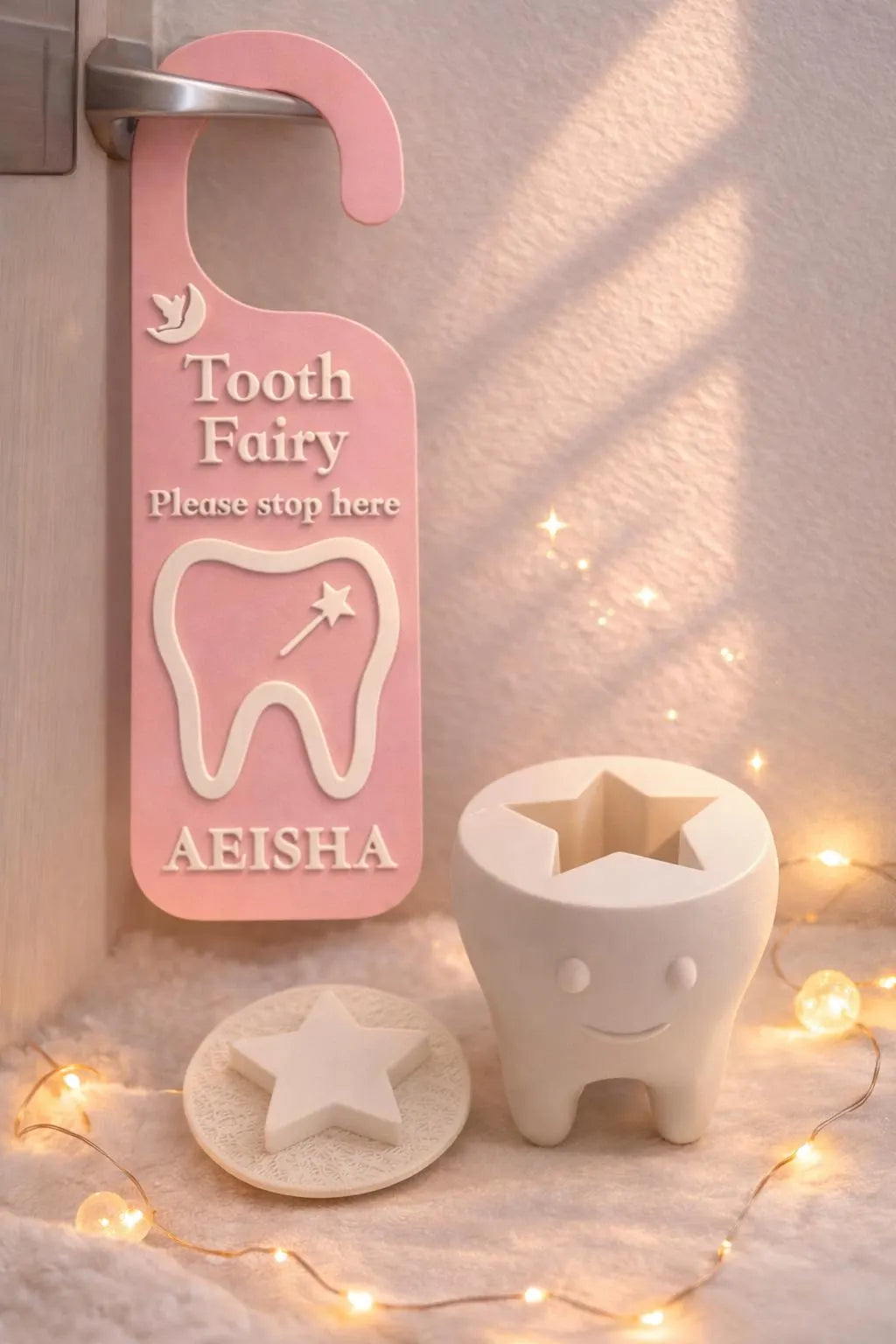 3D Printed Tooth Fairy Door Handle & Tooth Box Holder Magical Tooth Fairy Set
