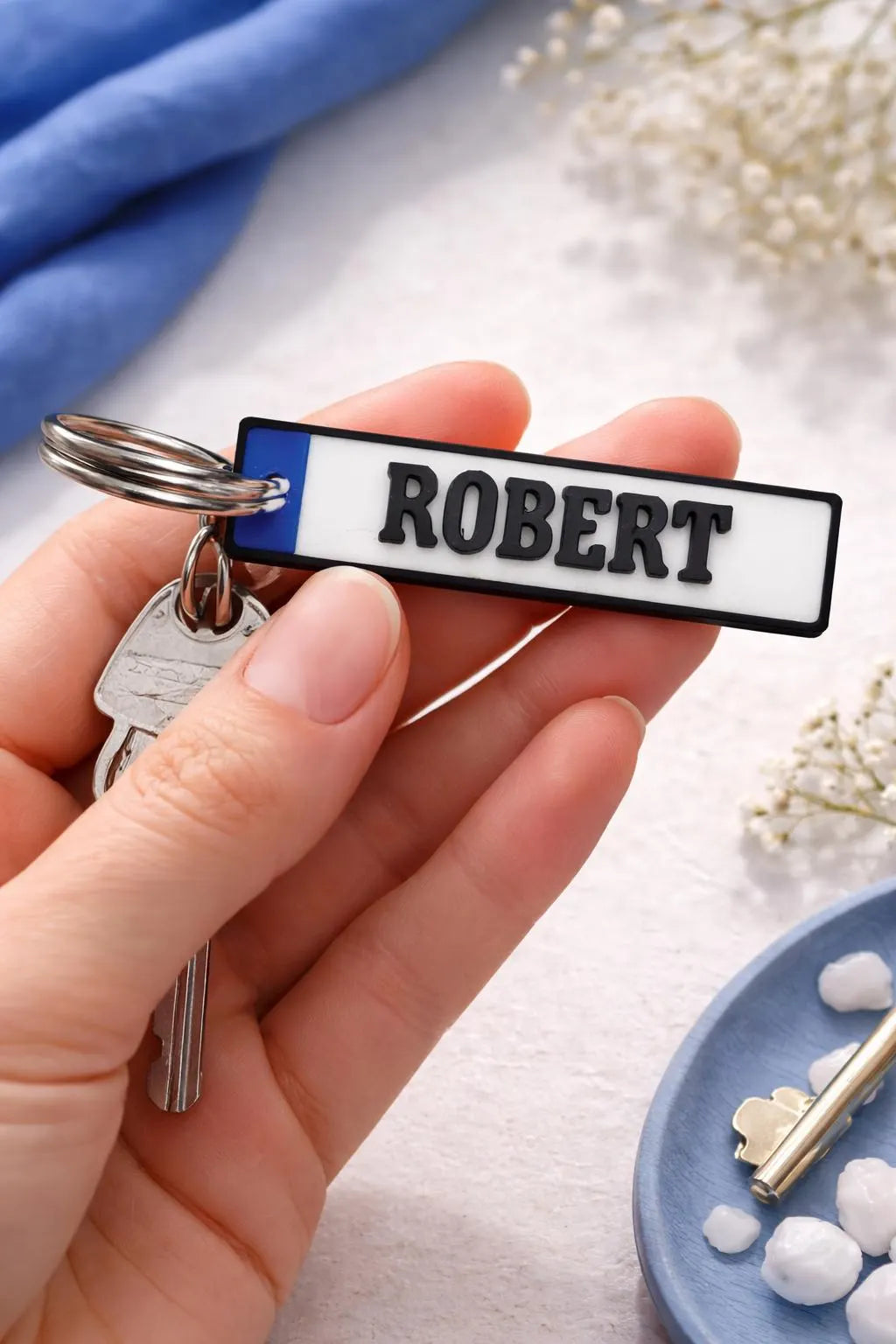 Personalised 3D Number Plate Keyring Custom Name Keychain